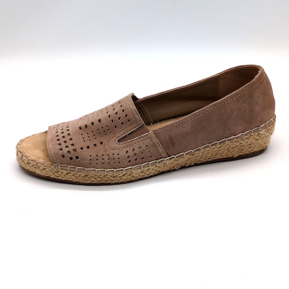 Bella Vita Shoes Womens Cora Beige 8 Suede Espadrilles Open Toe Stretch Comfort